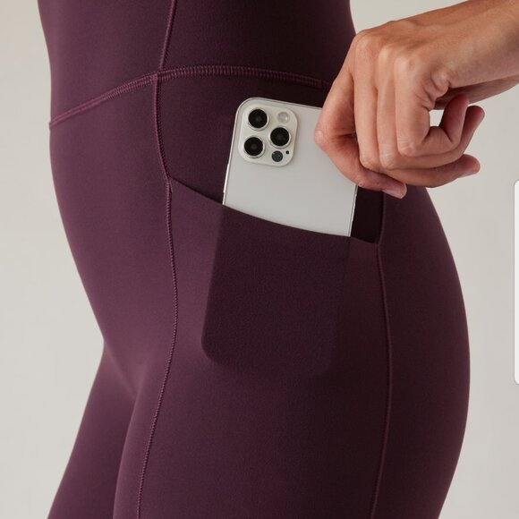 Athleta Salutation Stash 7/8 Bodysuit, Medium Petite MP, Spiced Cabernet - Picture 2 of 5